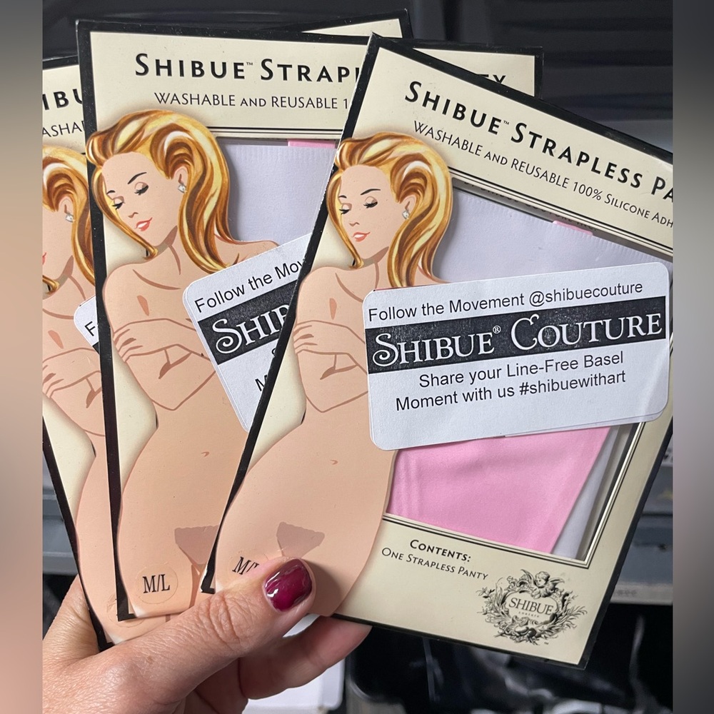 Set of 3 pink thong NO-LINE CLASSIC SHIBUE Couture STRAPLESS PANTY underwear ML
